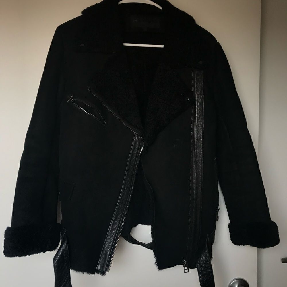 [American retro] oversized faux shearling moto #14